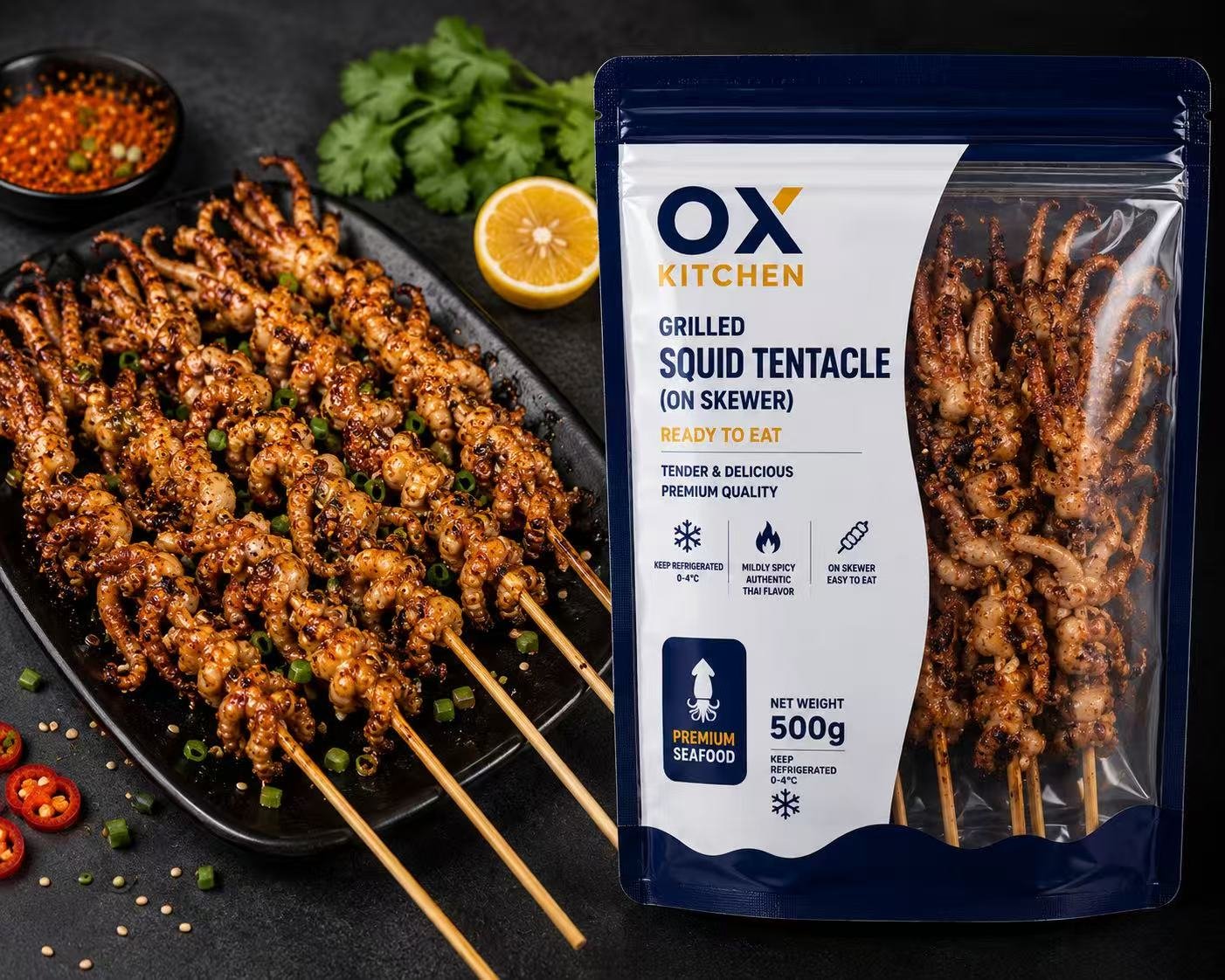 Frozen Grilled Squid Tentacle